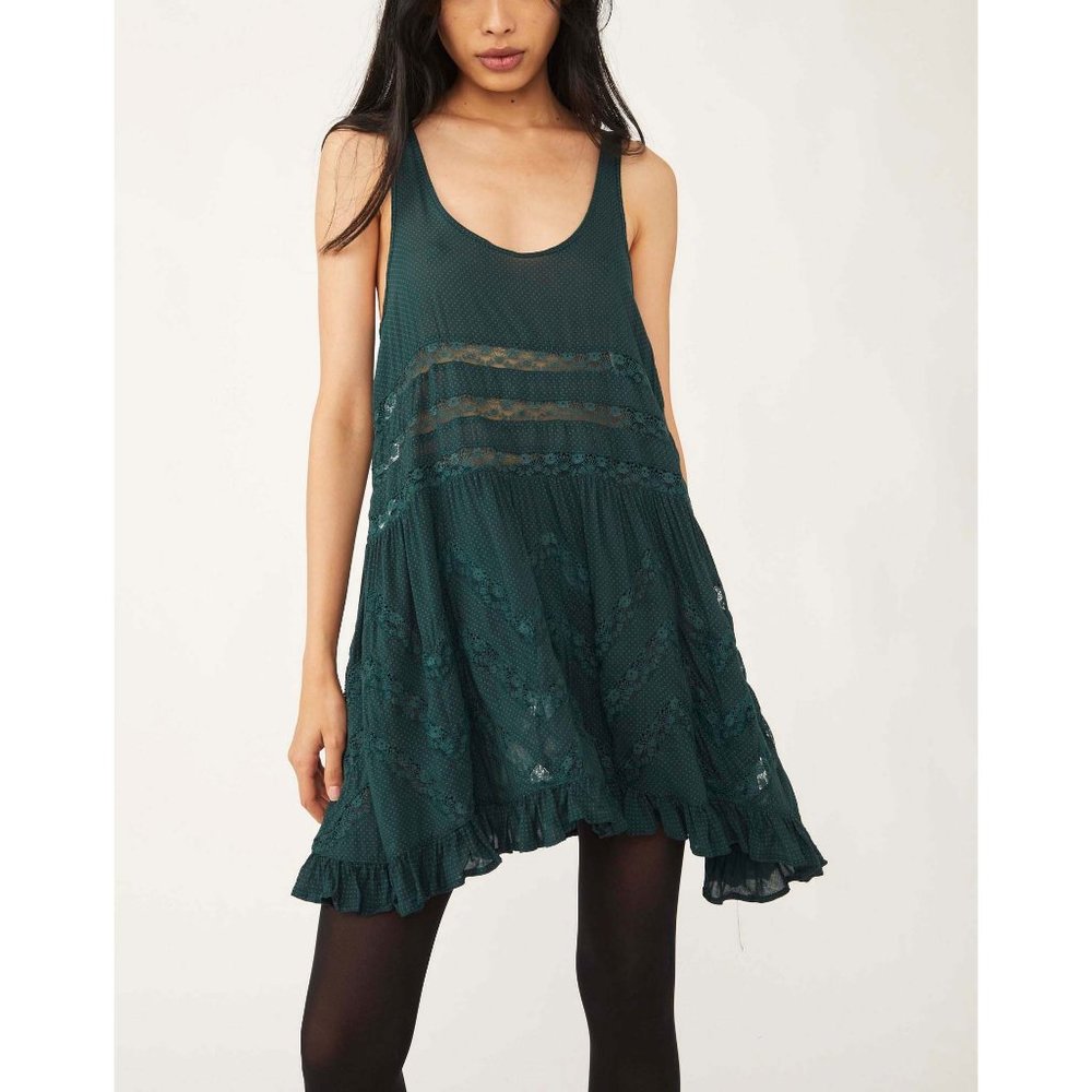 Free People Lace-Trim Scoop Neck Slip Dress